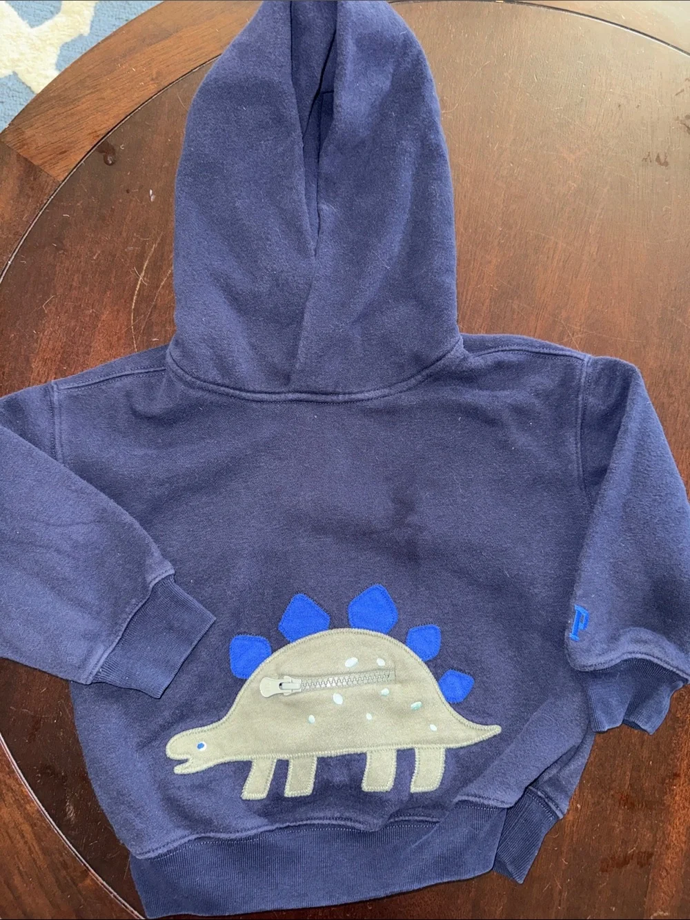 GAP Navy Hoodie with Tan & Blue Dino Applique